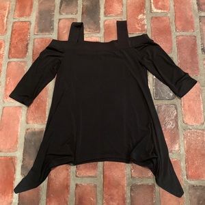Black cold-shoulder tunic top